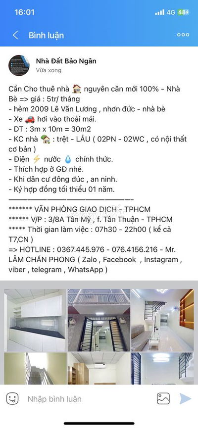 Nhà mới 100% lê văn lương => 5tr/ tháng