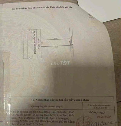 Bán đất mặt tiền đường bùi bình uyên hoà hải