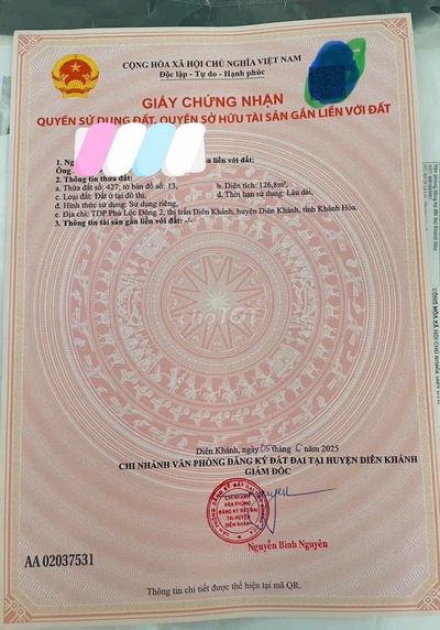 Bán đất tái định cư Bầu Gáo TDP Phú Lộc Đông 2 xã Diên Khánh.