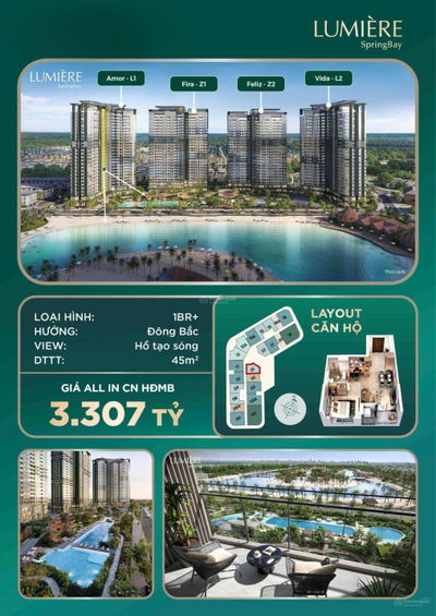Chỉ 3,3 tỷ sở hữu ngay căn 1n+ Springbay Vinhomes  view 2 mặt nước, tiềm năng sinh lời 30% 1-2 năm