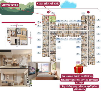 💥[HÀNG HIẾM] CĂN GÓC 2PN VIEW BIỂN VÀ NÚI - TẶNG QUÀ NỘI THẤT