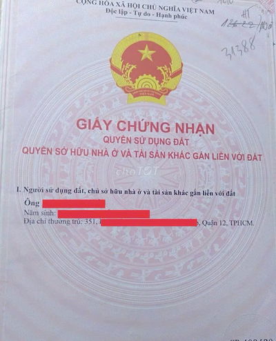 Bán nhà Quận 12 đường Tô Ngọc Vân giá 790tr