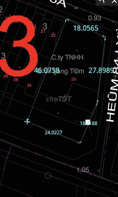 Bán Đất 3 MT. DT: 24 x 46. MT đường Lý Chiêu Hoàng