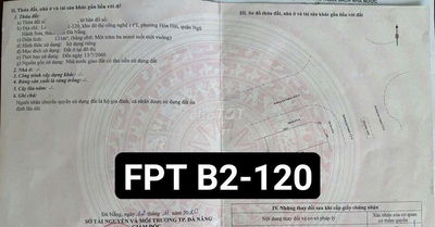 ĐẤT FPT B2-120 Góc 2MT Đường 26m & 10m5 đối diện Tiểu Học FPT & ĐH FPT