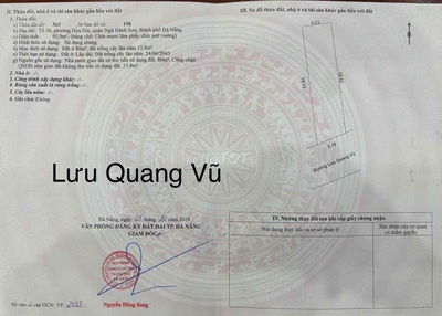 chính chủ bán đất MT Lưu Quang Vũ(sát Trần Đại Nghĩa), NHS, Đà Nẵng