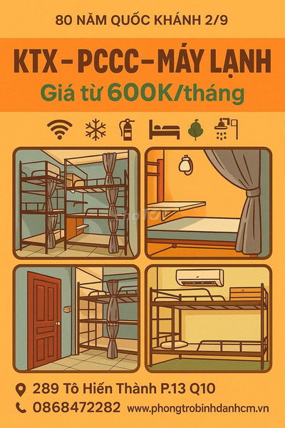 CHO THUÊ PHÒNG TRỌ / KÝ TÚC XÁ GIÁ RẺ – SẠCH SẼ – AN TOÀN