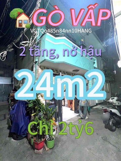 📣 Nhà Quang Trung GV, 3 mặt hẻm, 2 tầng, nở hậu, 24m2, chỉ 2tỷ5