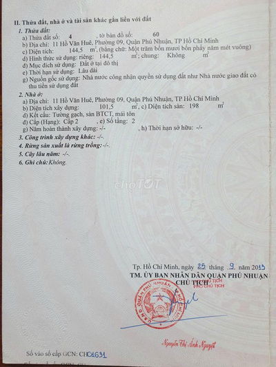 Bán nhà mặt tiền Họ Van Hue -Hướng Đông - P9- Phú nhuận