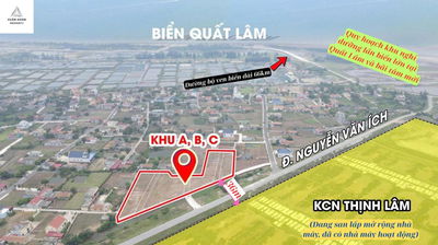 Ra hàng quỹ căn đẹp nhất Quất Lâm - đối diện KCN Thịnh Lâm, gần khu nghỉ dưỡng, giá rẻ hơn 1tỷ/lô