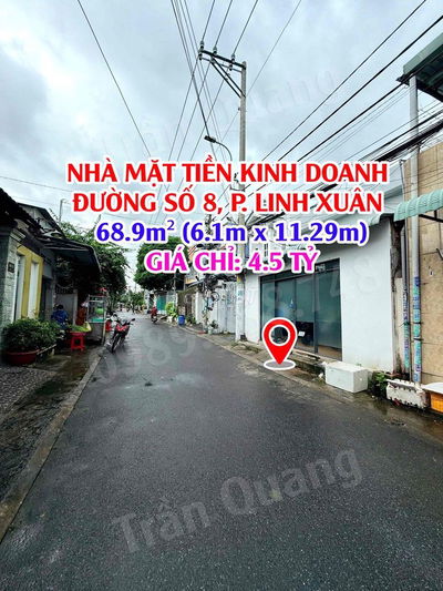BÁN NHÀ CẤP 4 ĐƯỜNG SỐ 8, P. LINH XUÂN – 68.9m² – GIÁ 4.5 TỶ