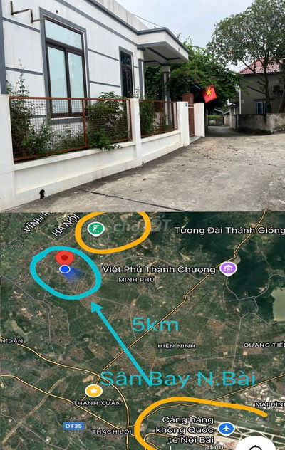 Nhà 2.7x tỷ Full Thổ Cư 128m 2 mặt tiền rộng Ven Hà Nội Gần Nội Bài