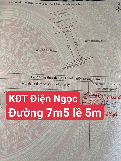 ĐẤT ĐƯỜNG7KĐT SỐ 9 ĐIỆN NGỌC