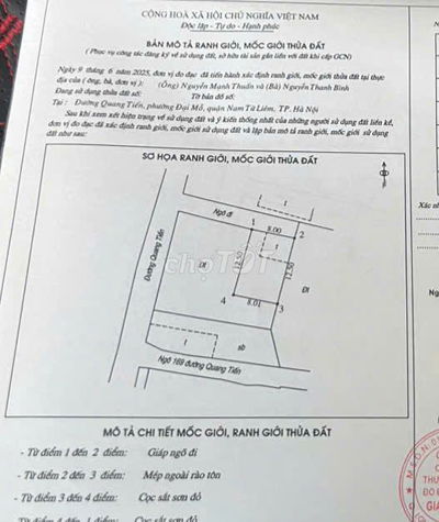 Tôi chính chủ cần bán mảnh đất mặt đường Quang Tiến - Nam Từ Liêm - HN