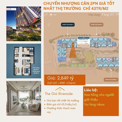Chuyển nhượng căn hộ 2PN 65m2 một trong những căn rẻ nhất dự án