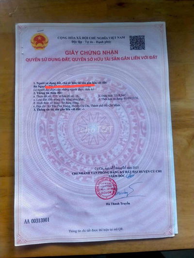 CẦN BÁN ĐẤT TÂN PHÚ TRUNG CỦ CHI