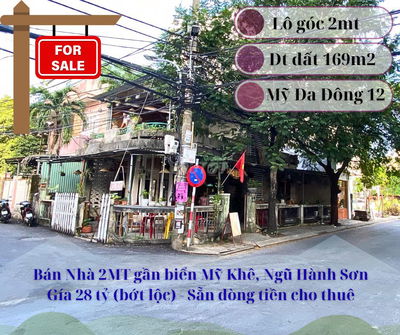 Bán Nhà Lô góc Mỹ Đa Đông 12, Dt 169m2, Ngang 17.5m, Biển Mỹ Khê
