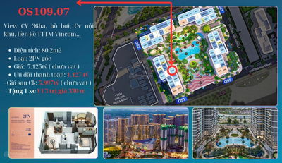 Siêu hiếm căn 2 PN OPUS One View Siêu đẹp! OS109.07 - tặng NT 280 tr, CK 12.5%, xe VF3. Ký Vinhomes