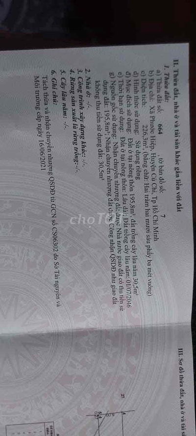 Đất thổ cư mt đường Ba Sa , Phước Hiệp
