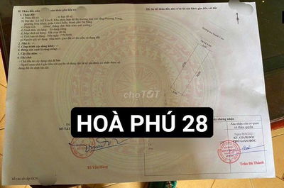 ĐẤT MT Đường 7m5 HOÀ PHÚ 28, Khu E, gần Siêu thị MM Mega, gần Biển