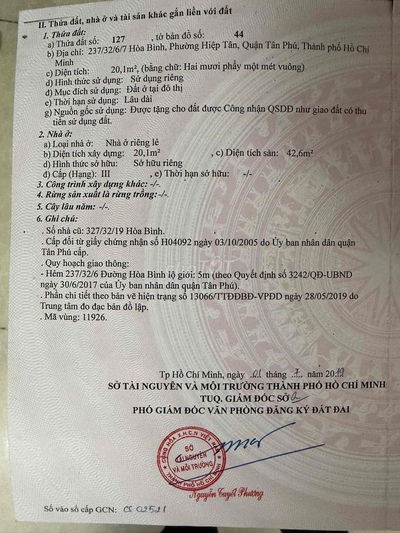 hh 1% . hẻm 3m hoà bình . 1 lầu . 2pn .