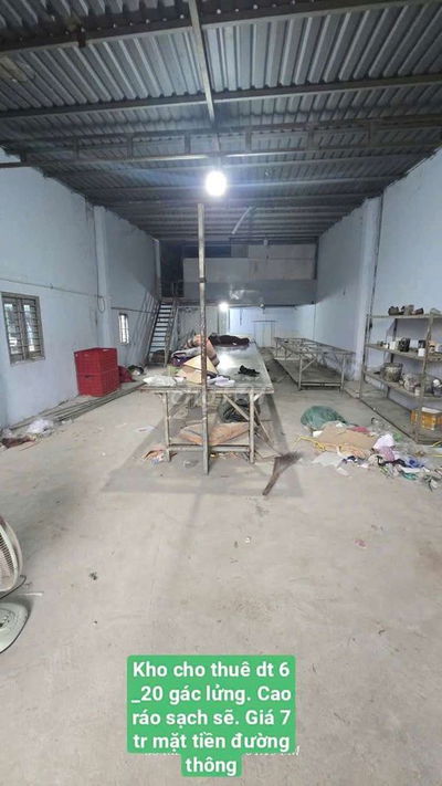 Kho Mặt  tiền Thuê 6*20 gác lửng  Ấp 6 Xã Tân Vĩnh Lộc B .tphcm