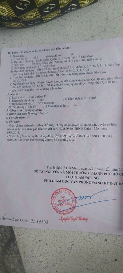 Chính chủ cần bán nền đất thổ cư đường TX52, Thạnh Xuân, Quận 12