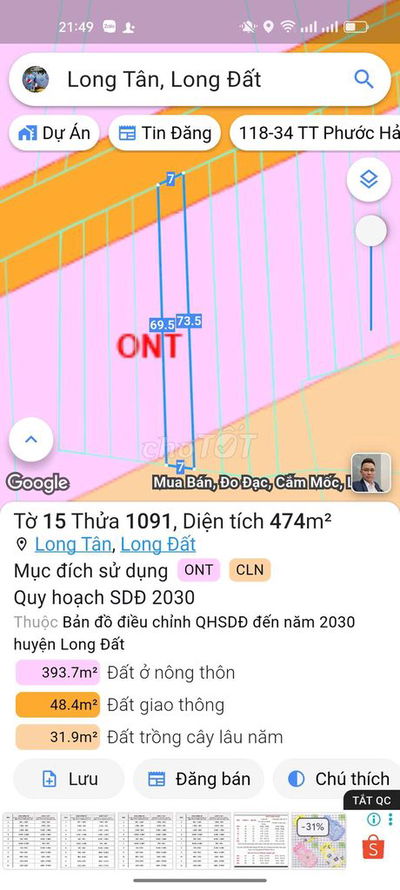 Nằm trên trục đường lớn Liên Xã , 474m2, (7x70) , sẵn 100m2 đất ở