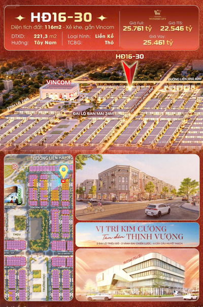 Giá Tốt Nhất Thị Trường - HĐ16-30 Căn Xẻ Khe Duy Nhất Trên Trục Đường Thông Thẳng Vincom 0855 448 ***