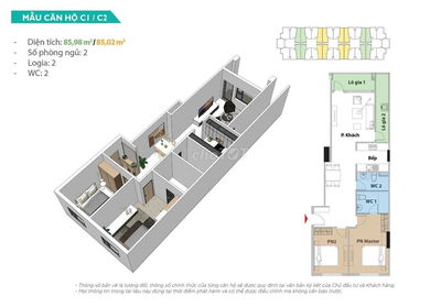 Cho thuê căn hộ 2PN 85m2 giá 6.5tr - bao phí QL tại vòng Xoay AN LẠC