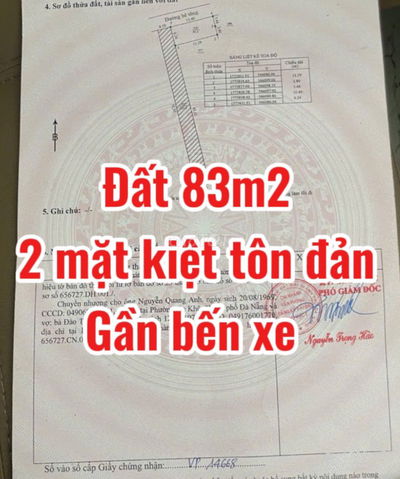 Đất 2 mặt kiệt tôn đản 85m2 thông thoáng
