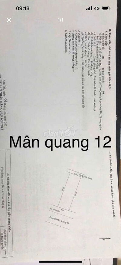 Bán lô đất Mân Quang 12, Sơn Trà Đà Nẵng:
_____
✅️ Dt: 106m2 ngang 6m