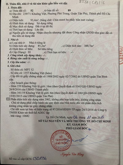 BÁN NHÀ HẺM XH 239/71 KHUÔNG VIỆT, TÂN PHÚ, TP HCM