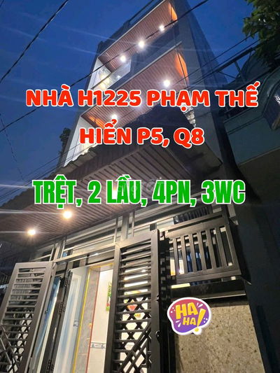 Nhà mới N3,8m x D10m, 1 trệt, 2 lầu, Hẻm 1225 Phạm Thế Hiển, P5, Q8.