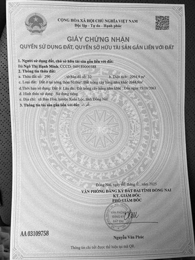 CHÍNH CHỦ CẦN BÁN LÔ ĐẤT 2 MẶT TIỀN ĐƯỜNG GIAO THÔNG, XÃ BẢO HÒA