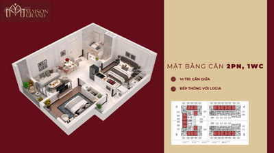 TRỰC TIẾP CĐT MAISON GRAND, CHỈ 900TR SỞ HỮU CĂN HỘ 2PN1WC, DT 60M2, THANH TOÁN 2 NĂM